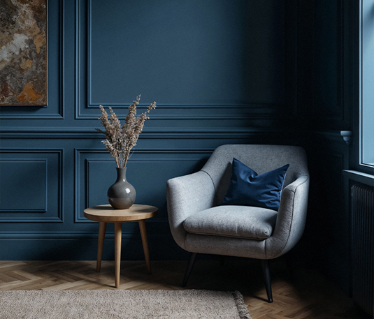 Blue Interior with a Furniture